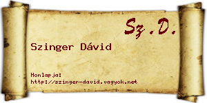 Szinger Dávid névjegykártya
