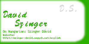 david szinger business card